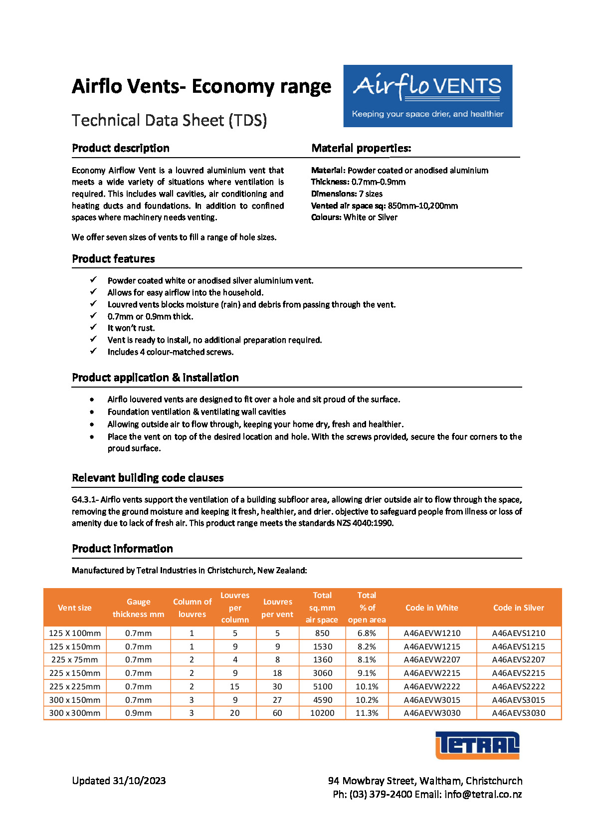 Economy- Airflo Vent TDS.pdf